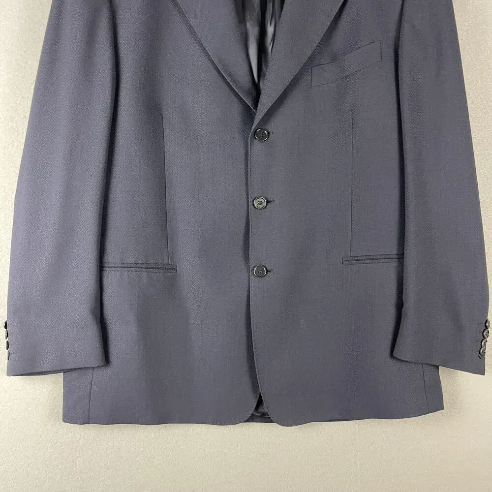 Luciano‎ Carreli Wool Blazer Sport Coat Mens 46R Blue Super 120s Career Italy